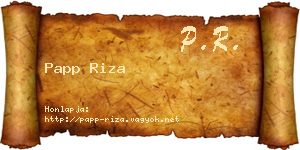 Papp Riza névjegykártya